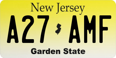 NJ license plate A27AMF