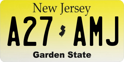 NJ license plate A27AMJ