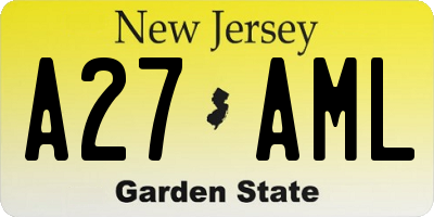 NJ license plate A27AML