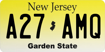 NJ license plate A27AMQ