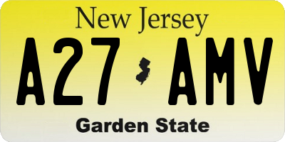 NJ license plate A27AMV