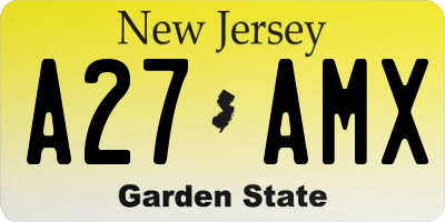 NJ license plate A27AMX
