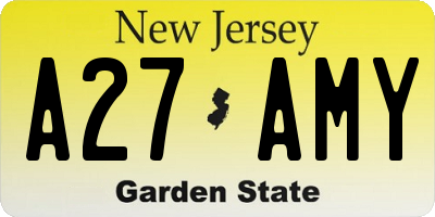 NJ license plate A27AMY