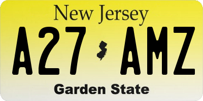 NJ license plate A27AMZ