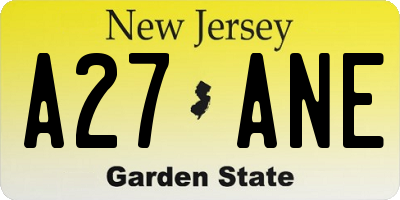 NJ license plate A27ANE