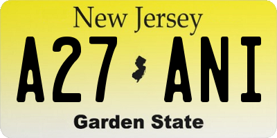NJ license plate A27ANI