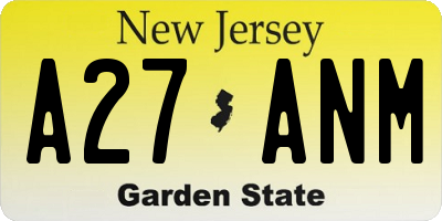 NJ license plate A27ANM