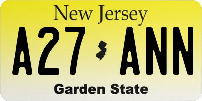 NJ license plate A27ANN