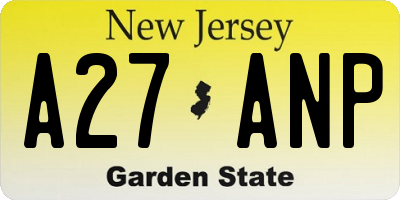 NJ license plate A27ANP