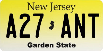 NJ license plate A27ANT