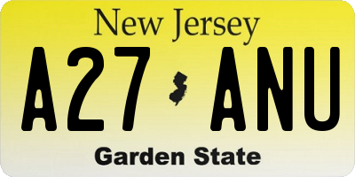 NJ license plate A27ANU