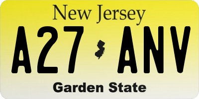 NJ license plate A27ANV