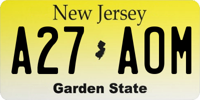 NJ license plate A27AOM