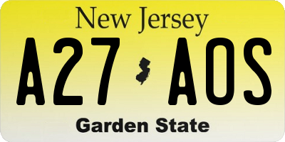 NJ license plate A27AOS