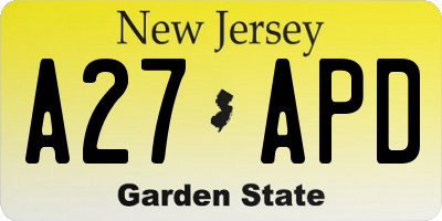 NJ license plate A27APD