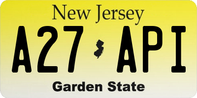 NJ license plate A27API