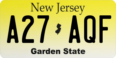NJ license plate A27AQF