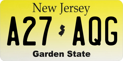 NJ license plate A27AQG