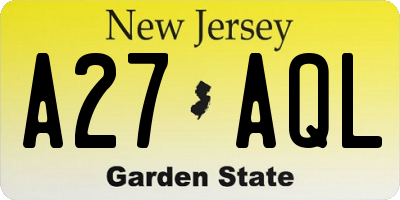 NJ license plate A27AQL