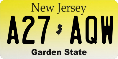 NJ license plate A27AQW