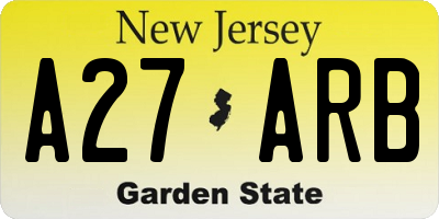 NJ license plate A27ARB