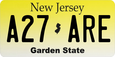 NJ license plate A27ARE