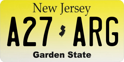 NJ license plate A27ARG