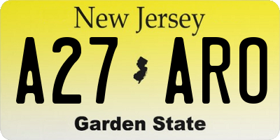 NJ license plate A27ARO