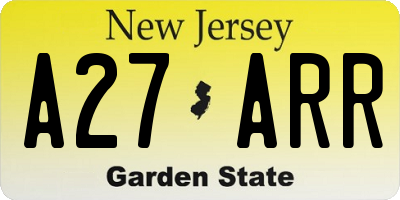 NJ license plate A27ARR
