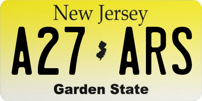 NJ license plate A27ARS