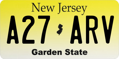 NJ license plate A27ARV