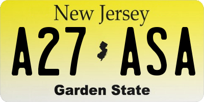 NJ license plate A27ASA