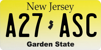 NJ license plate A27ASC