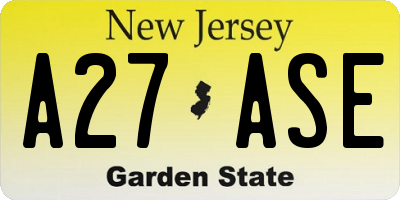 NJ license plate A27ASE