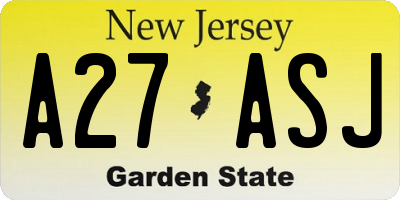 NJ license plate A27ASJ