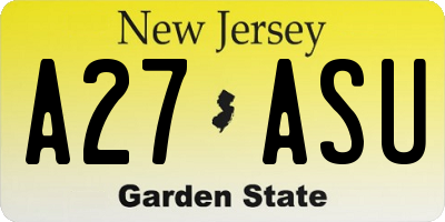 NJ license plate A27ASU