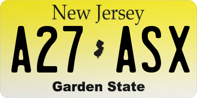 NJ license plate A27ASX