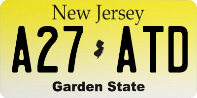 NJ license plate A27ATD