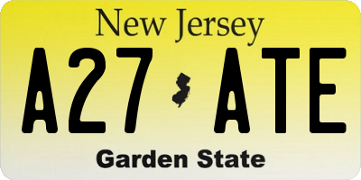 NJ license plate A27ATE