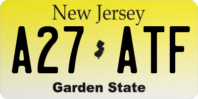 NJ license plate A27ATF