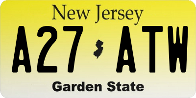 NJ license plate A27ATW