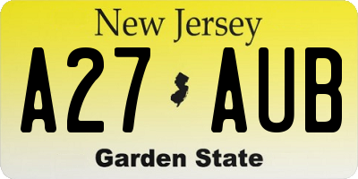 NJ license plate A27AUB
