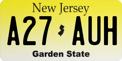 NJ license plate A27AUH