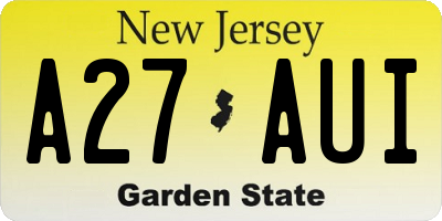 NJ license plate A27AUI