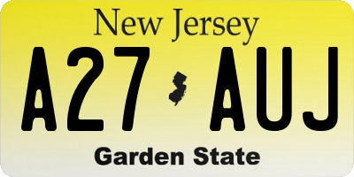 NJ license plate A27AUJ