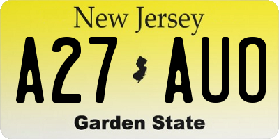 NJ license plate A27AUO
