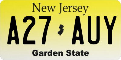NJ license plate A27AUY