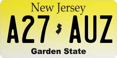 NJ license plate A27AUZ