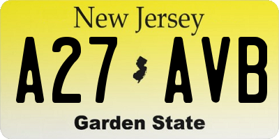 NJ license plate A27AVB