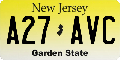 NJ license plate A27AVC
